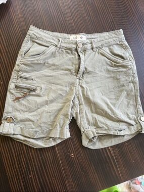 CHARLIE B Olive Cargo Roll-Tab Shorts